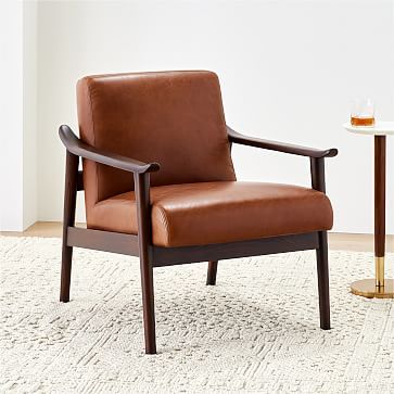 Mid-Century Leather Show Wood Chair | West Elm (US)