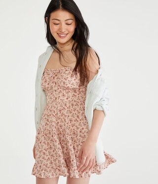 Floral Strapless Button-Front Fit & Flare Dress | Aeropostale