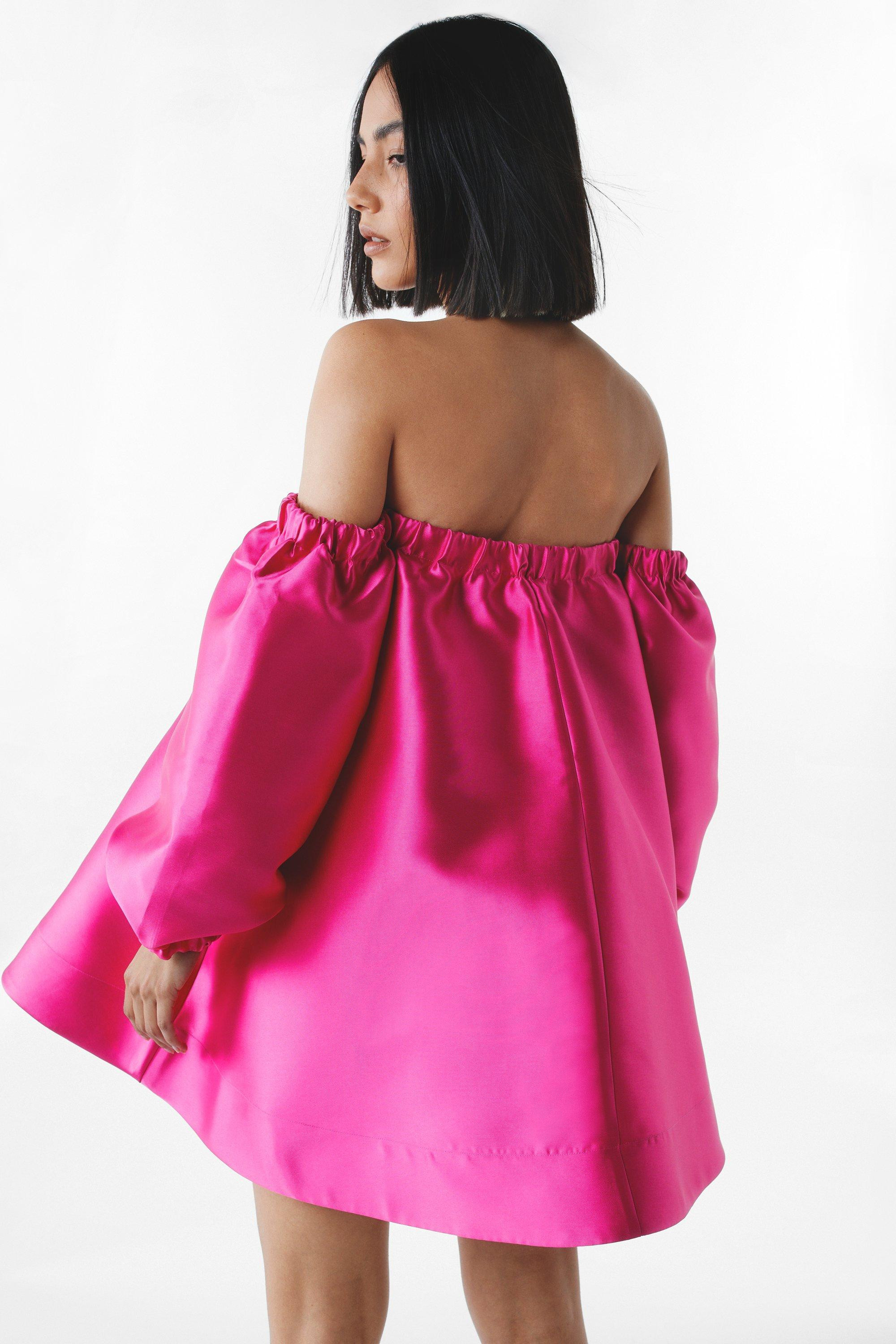 Structured Bardot Puff Sleeve Mini Prom Dress | Nasty Gal (US)