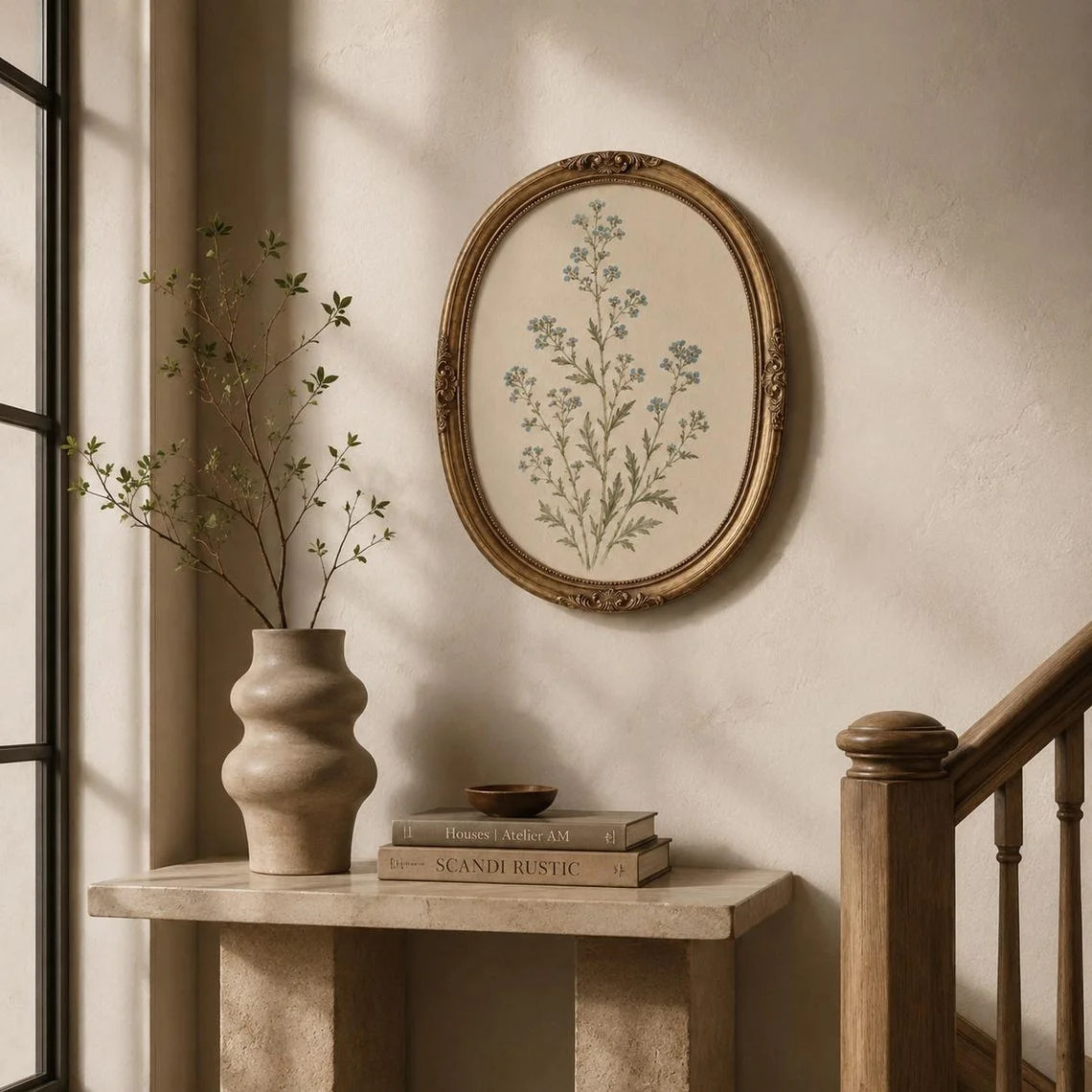 Vintage Blue Botanical Wall Art Floral Decor Living Room Bedroom Office | Walmart (US)