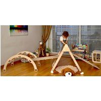 Toddler Montessori Activities, Climbing Set, Foldable Triangle, Rainbow Climb Arch/Rocker, Xl Cushio | Etsy (US)