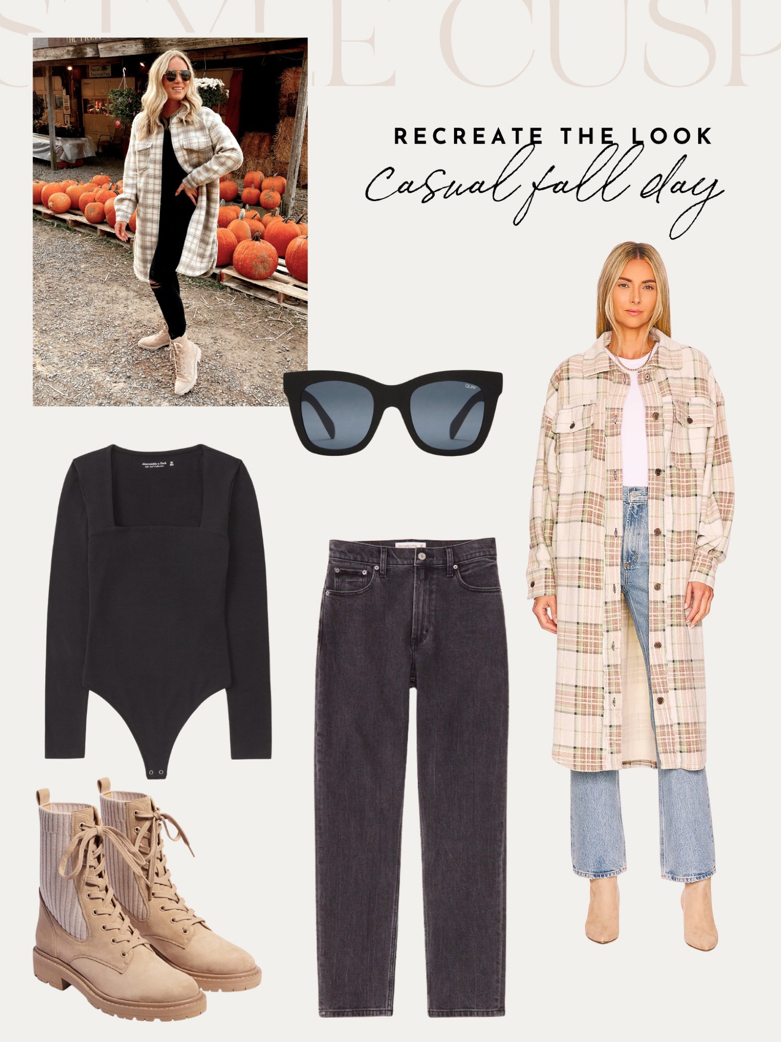 Fall outfits, fall plaid shacket, combat boots, Abercrombie jeans 

#LTKstyletip #LTKunder50