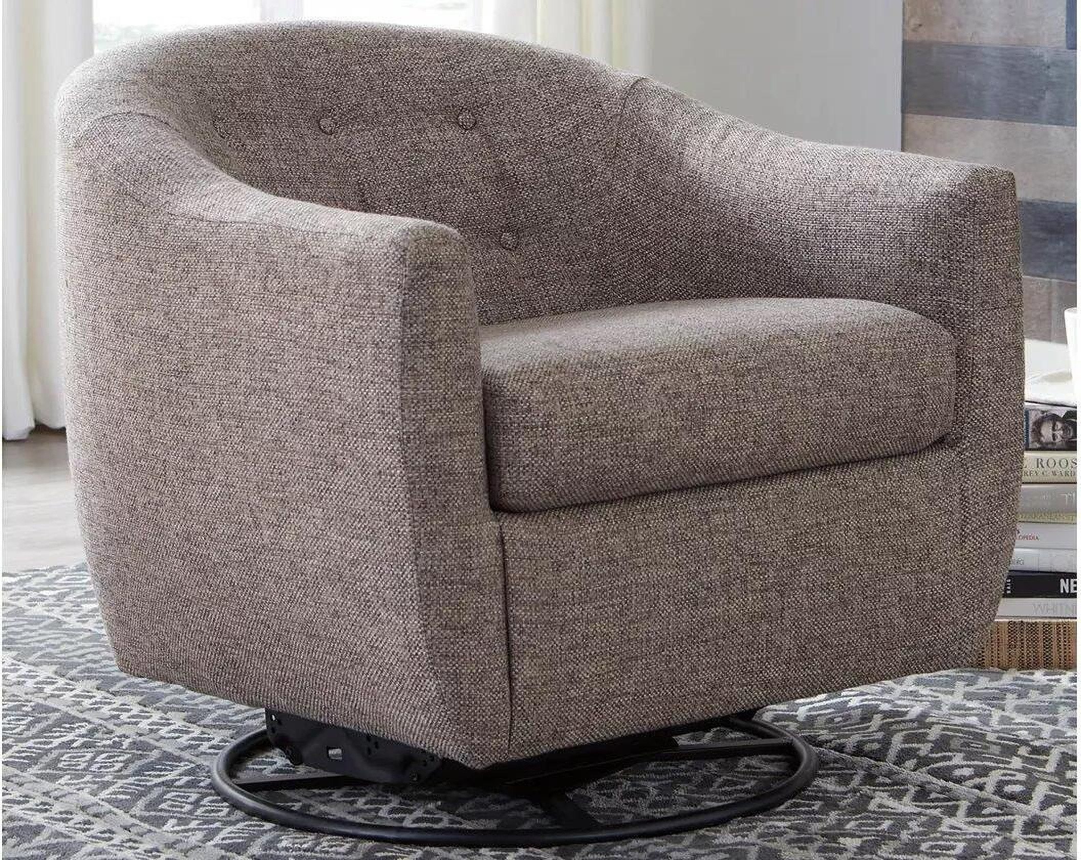 Upshur Taupe Swivel Glider Accent Chair | 1stopbedrooms