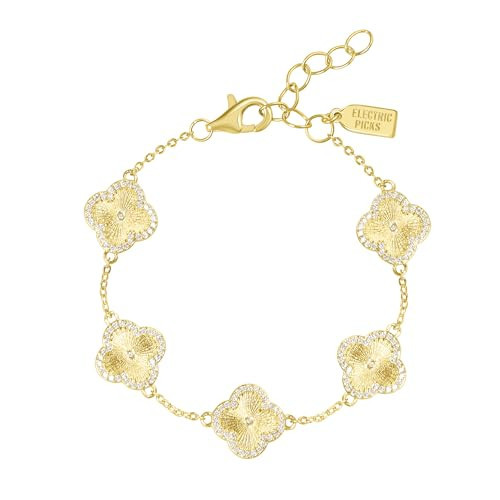 Electric Picks Clover Icon Bracelet - Gold Plated Bracelet for Women, Perfect for Layering or Wear Alone | Amazon (US)