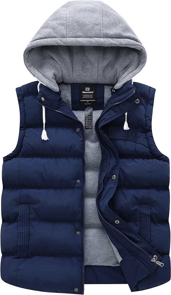 wantdo Women's Quilted Puffer Vest Thicken Warm Winter Coat with Removable Hood | Amazon (US)