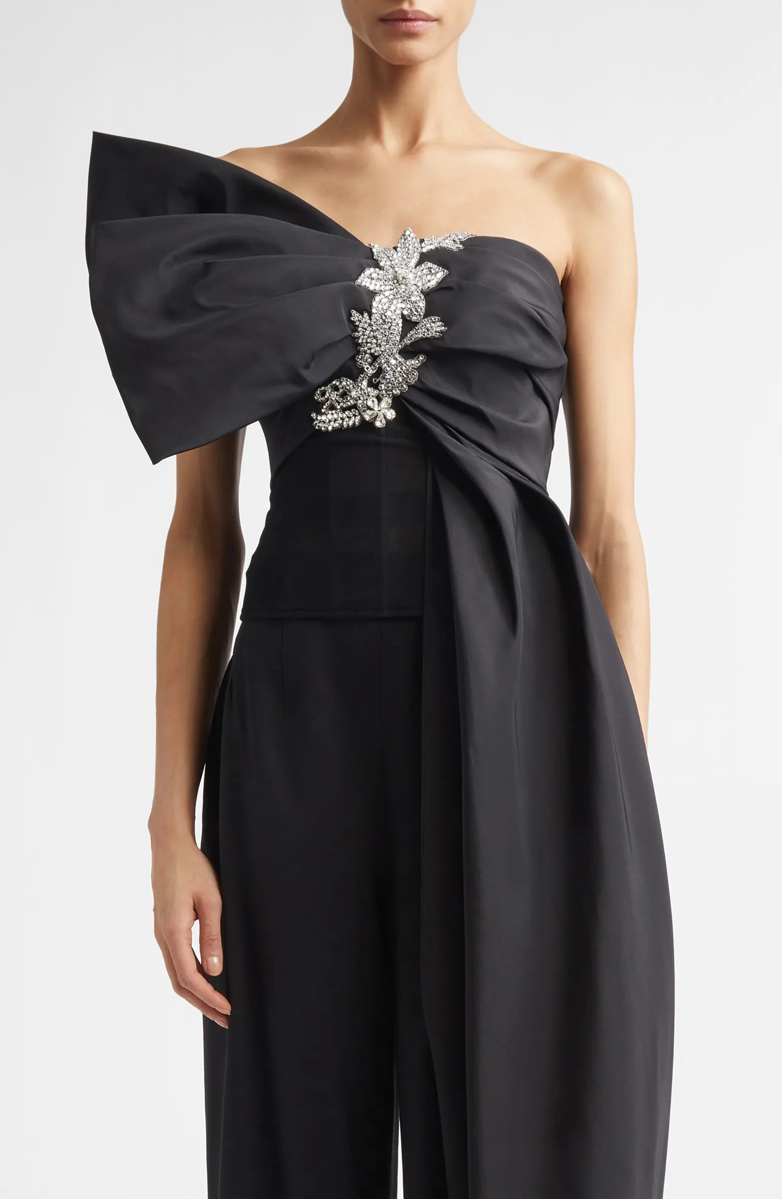 Crystal Embroidered Bow Faille Bustier Top | Nordstrom