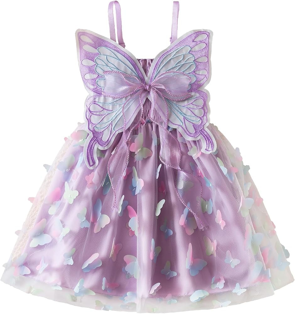 NNJXD Flower Girl Butterfly Dress Little Princess Summer Casual Dresses | Amazon (US)