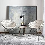 Safavieh Home Jadis White and Dark Grey Leather Woven Dining Chair, Set of 2 | Amazon (US)