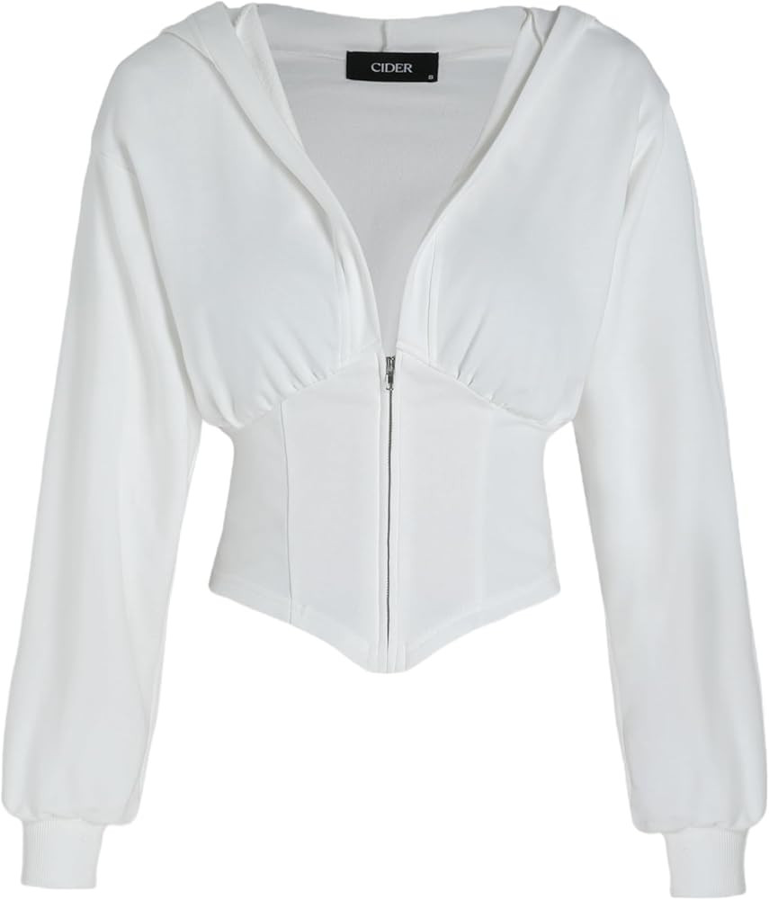 CIDER Women's Solid Hooded Corset Hoodie | Amazon (US)