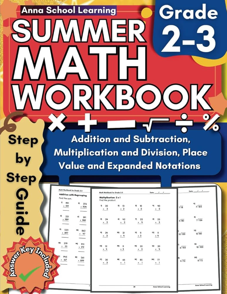 Summer Math Workbook Grade 2-3, With Addition, Subtraction, Multiplication, Division, Place Value... | Amazon (US)
