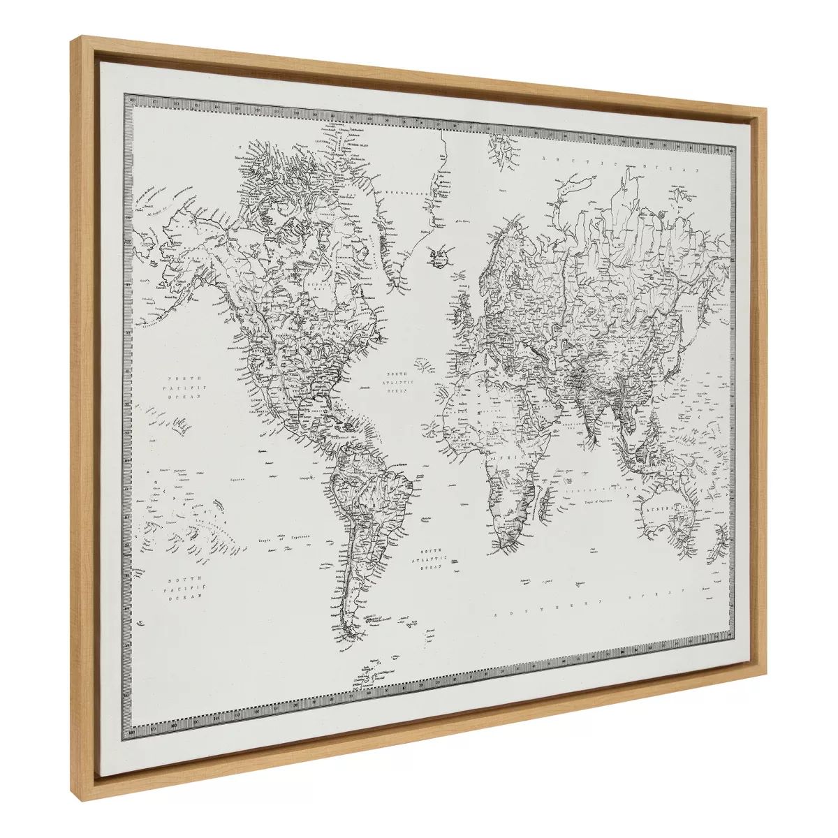 31.5" x 41.5" Sylvie World Map Framed Canvas by Creative Bunch Natural - Kate & Laurel All Things... | Target