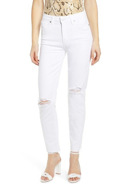 PAIGE | Hoxton High Waist Ripped Raw Hem Ankle Skinny Jeans (Bianca Destructed) | Nordstrom Rack | Nordstrom Rack
