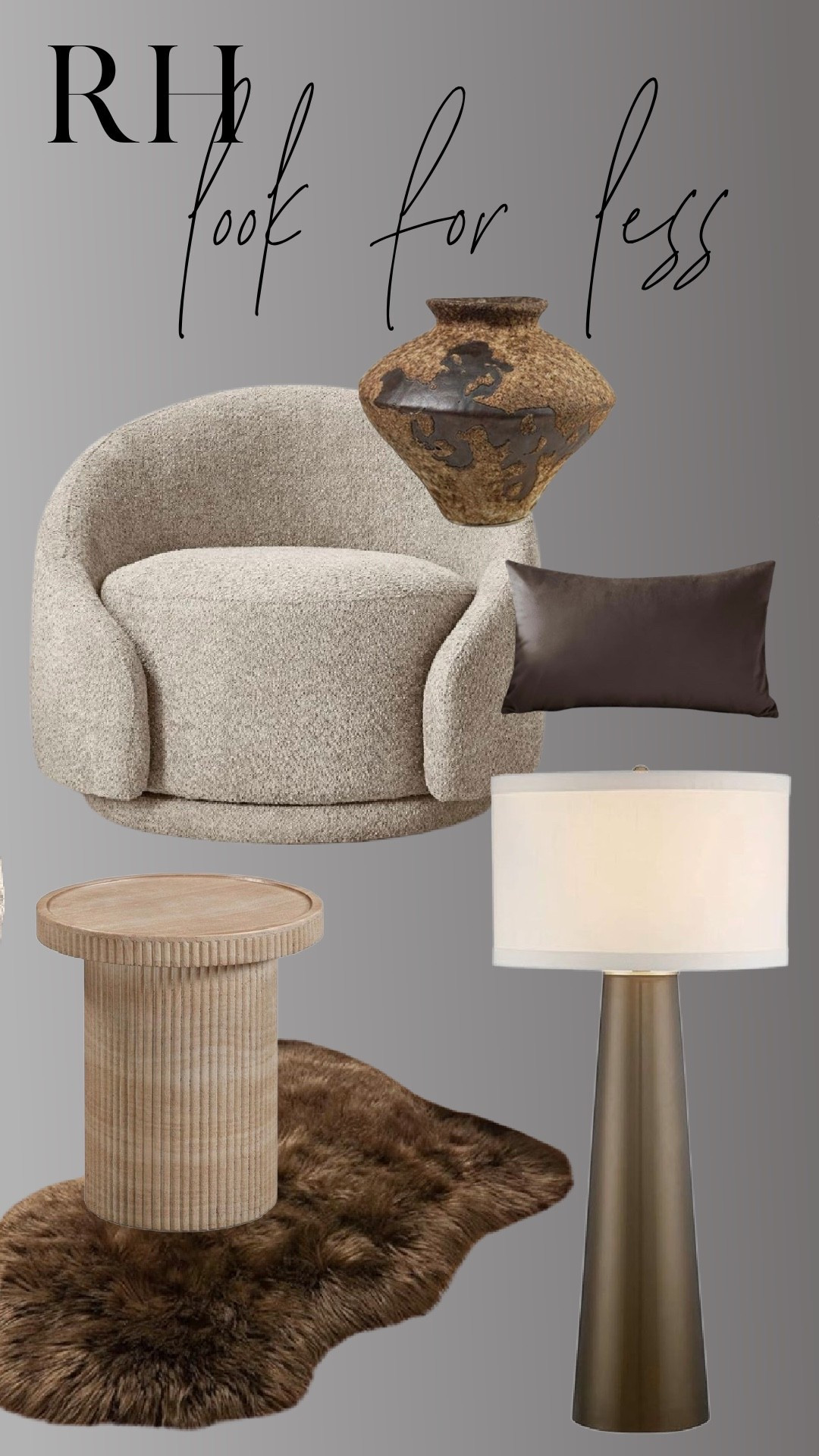 RH look for less, but make it cozy.

This sculptural chair, grounded wood accents, and warm neutral layers give that high-end Restoration Hardware feel — without the designer price tag. It’s all about soft curves, rich textures, and pieces that feel collected, not trendy.

Perfect for a living room corner, bedroom moment, or reading nook that needs warmth and intention.
Everything here is linked 🤎


#LTKHome #LTKSaleAlert