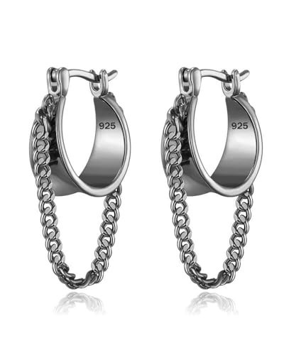 Ritach Gold Chain Earrings for Women Trendy Dainty 925 Sterling Silver Post 14k Gold Plated Chain Tassel Dangle Hoop Earrings for Gifts | Amazon (US)