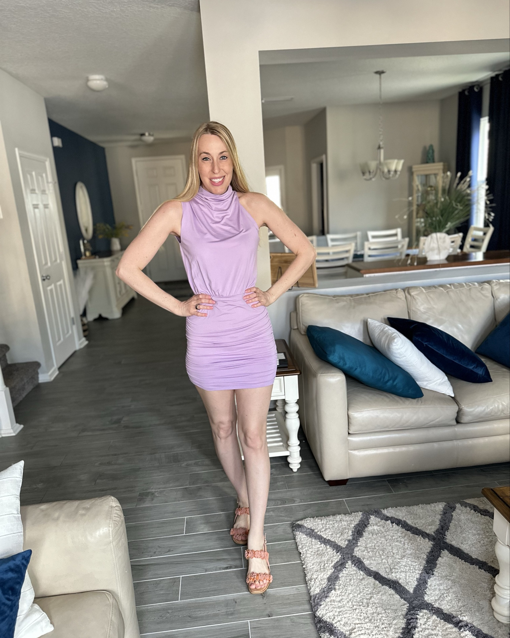 Lavender wedding guest dress 
🤍  this dress is so beautiful and looks great with curves
🤍 i am 5’10”  and loving the fitted style of the bottom of this dress 
🤍 fits true to size, wearing size small

#LTKStyleTip #LTKFindsUnder50 #LTKFindsUnder100