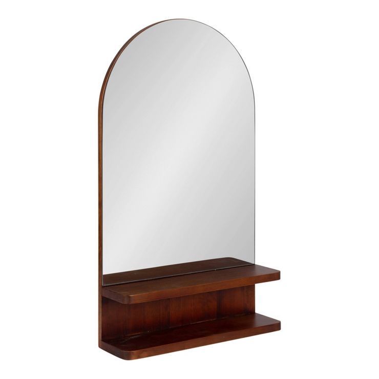 18" x 30" Astora Arch Wall Mirror with Shelf Walnut Brown - Kate & Laurel All Things Decor | Target