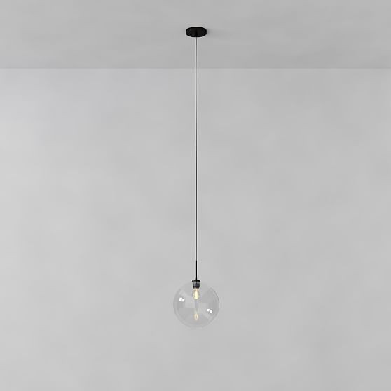 Sculptural Glass Globe Pendant, 14"", Clear Shade, Bronze Canopy | West Elm (US)