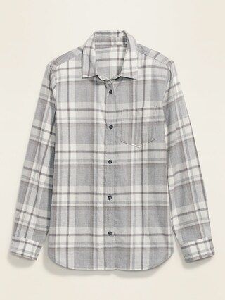 Classic Plaid Flannel Chest-Pocket Shirt for Women | Old Navy (US)