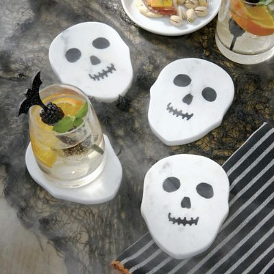 Marble Skull Coaster, Set of Four | Grandin Road