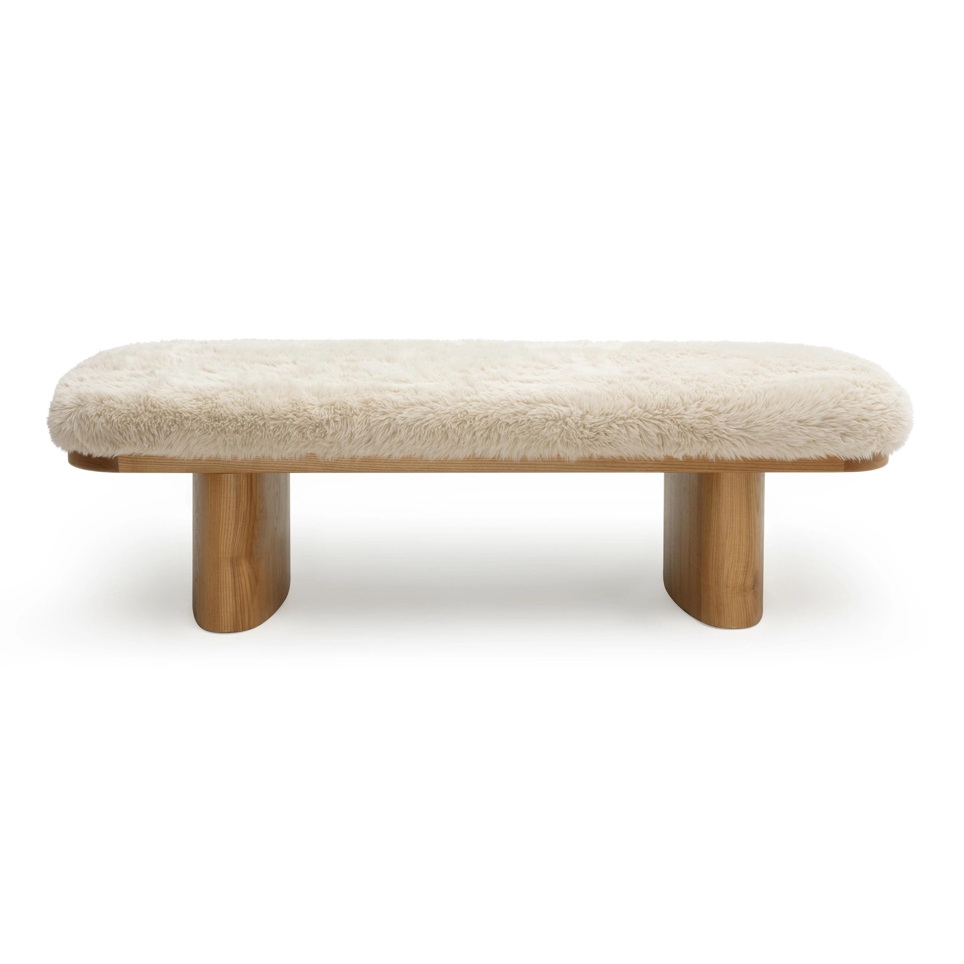Ollie 56.5" Straight Vegan Shearling Large Bench | TOV Furniture