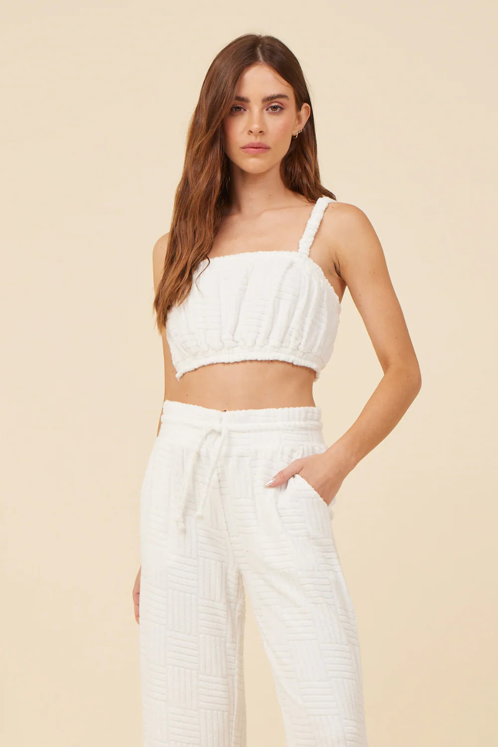 Warm White Corded Terry Cropped Tank | Vintage Havana