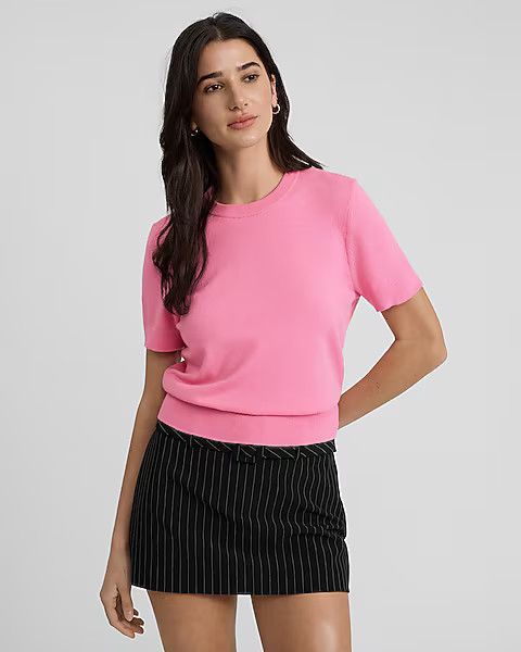 Skimming Short Sleeve Sweater Tee | Express