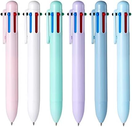 Favide 6 Pack 0.5mm 6-in-1 Multicolor Ballpoint Pen，6-Color Retractable Ballpoint Pens for Office Sc | Amazon (US)
