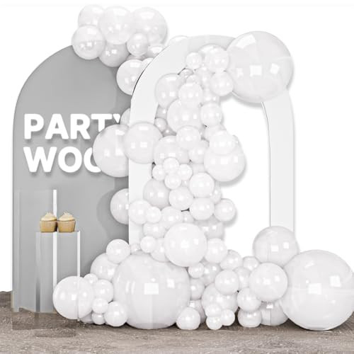 PartyWoo Pearl White Balloons 85 pcs White Balloons Pearl Balloons Different Sizes Pack of 18 12 10 5 Inch White Pearl Balloon Arch Kit Balloon Garland for Wedding Bridal Party Decorations White-Z30 | Amazon (US)