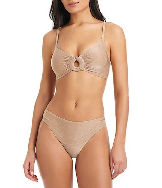 Sanctuary Eternal Sunshine Solid Front Ring V-Neck Bra Swim Top & Eternal Sunshine Solid Side Shi... | Dillard's