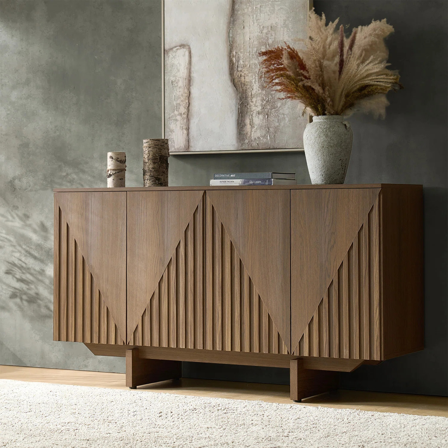 Adamo Modern 58"Wide 4 Door Fluted Sideboard with Adjustable Shelves | Wayfair North America