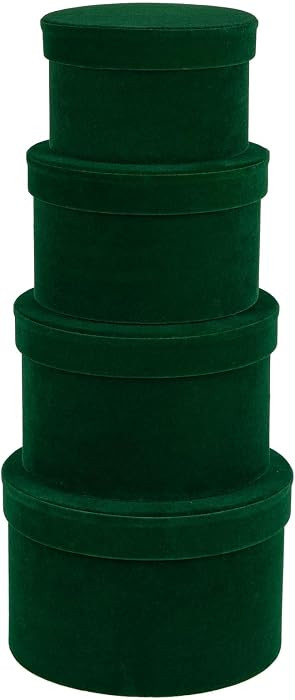 GnFlus Round Gift Boxes with Lids for Presents Set of 4 Green Velvet Nesting Gifts Box for Arrang... | Amazon (CA)