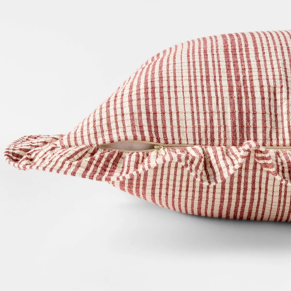 24"x24" Uneven Plaid with Ruffle Pillow Burgundy/Cream - Threshold™ designed with Studio McGee | Target