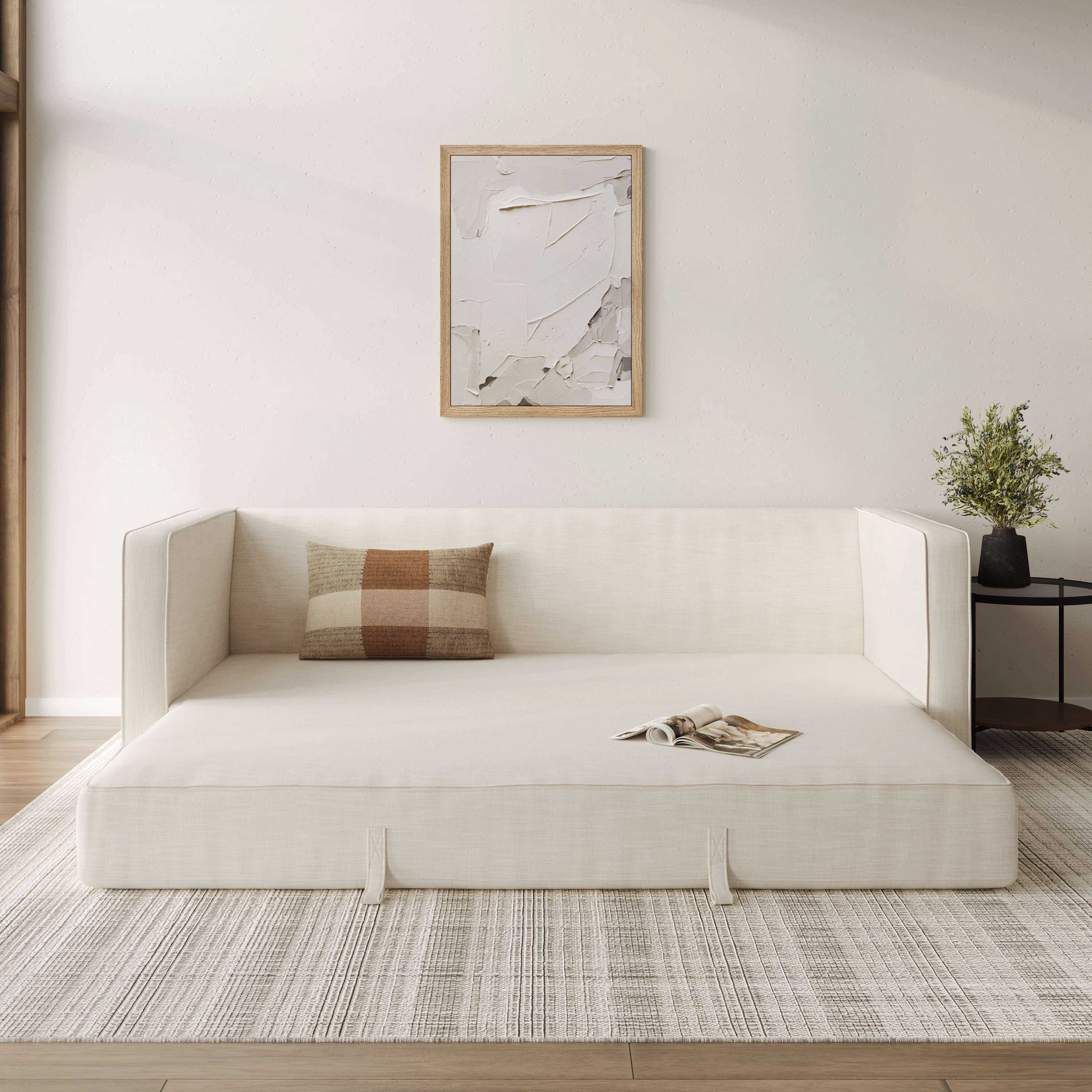 Sven 88" Tufted Sofa Bed - Biscuit Cream | Article