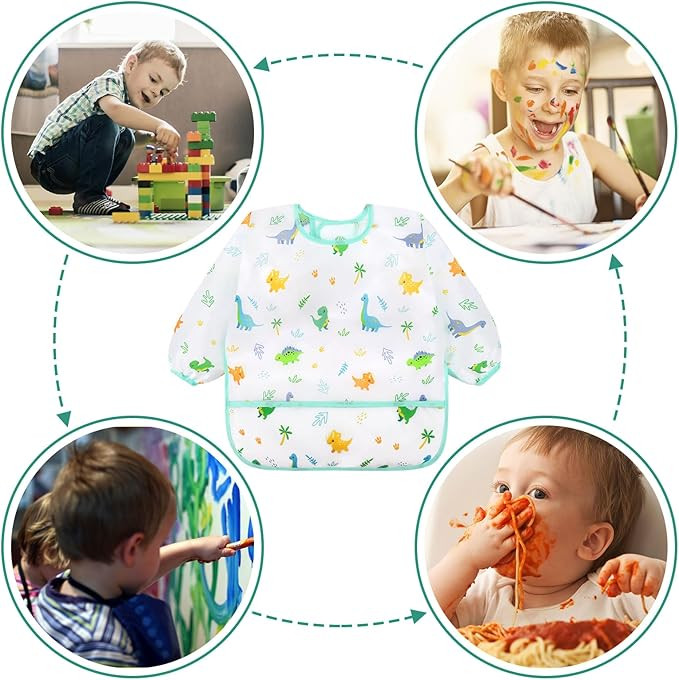 Accmor 4 Pack Long Sleeve Baby Bibs, Waterproof Sleeved Bib, Toddler Soft Bib for 6-36 Months | Amazon (US)