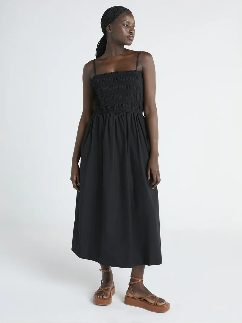 Scoop Women’s and Women’s Plus Smocked Cotton Maxi Dress, Sizes XS-4X | Walmart (US)