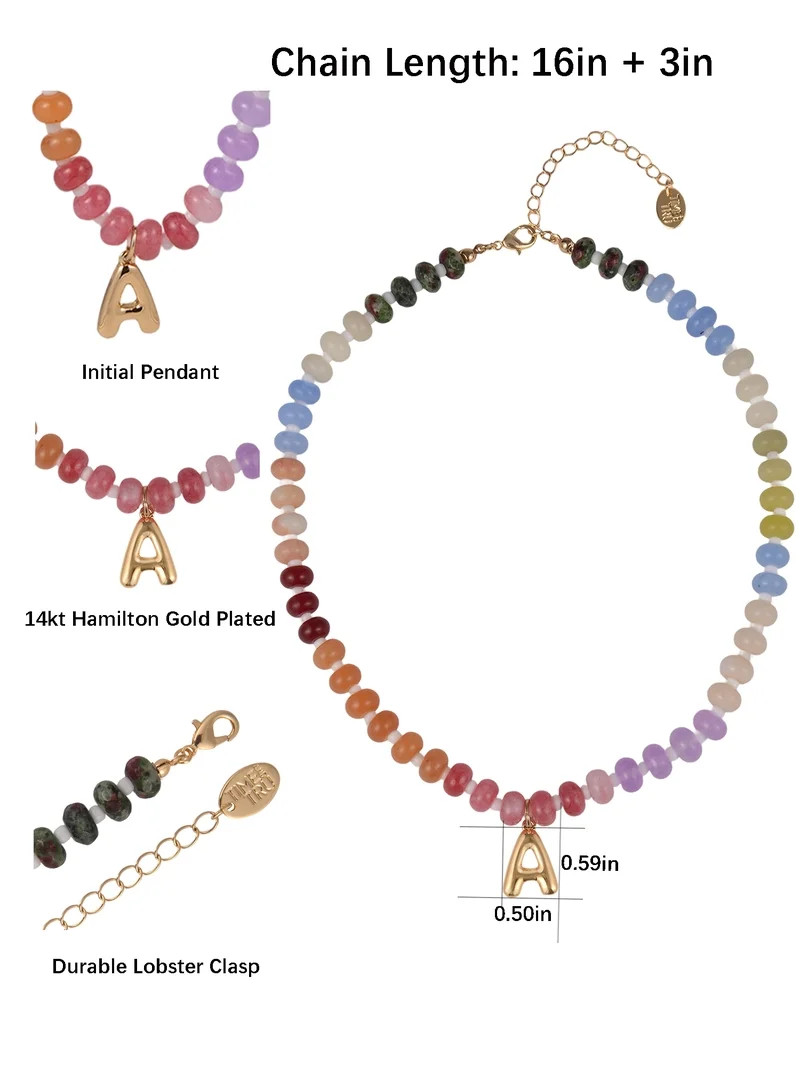 Time and Tru Goldtone Multicolored Bead Initial "A" Necklace | Walmart (US)