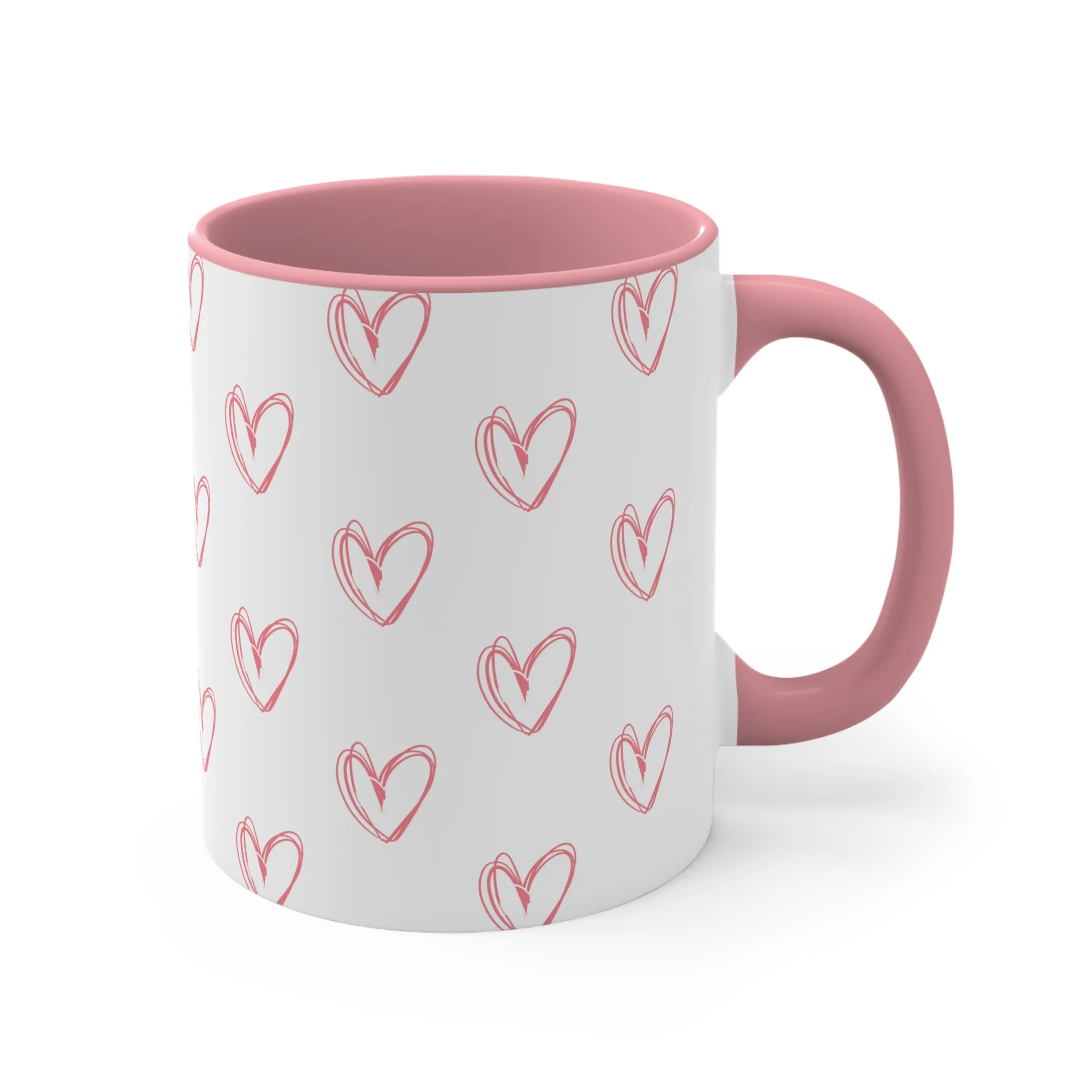 Pink Hearts Ceramic Coffee Mug, 11oz, Microwave and Dishwasher Safe | Walmart (US)