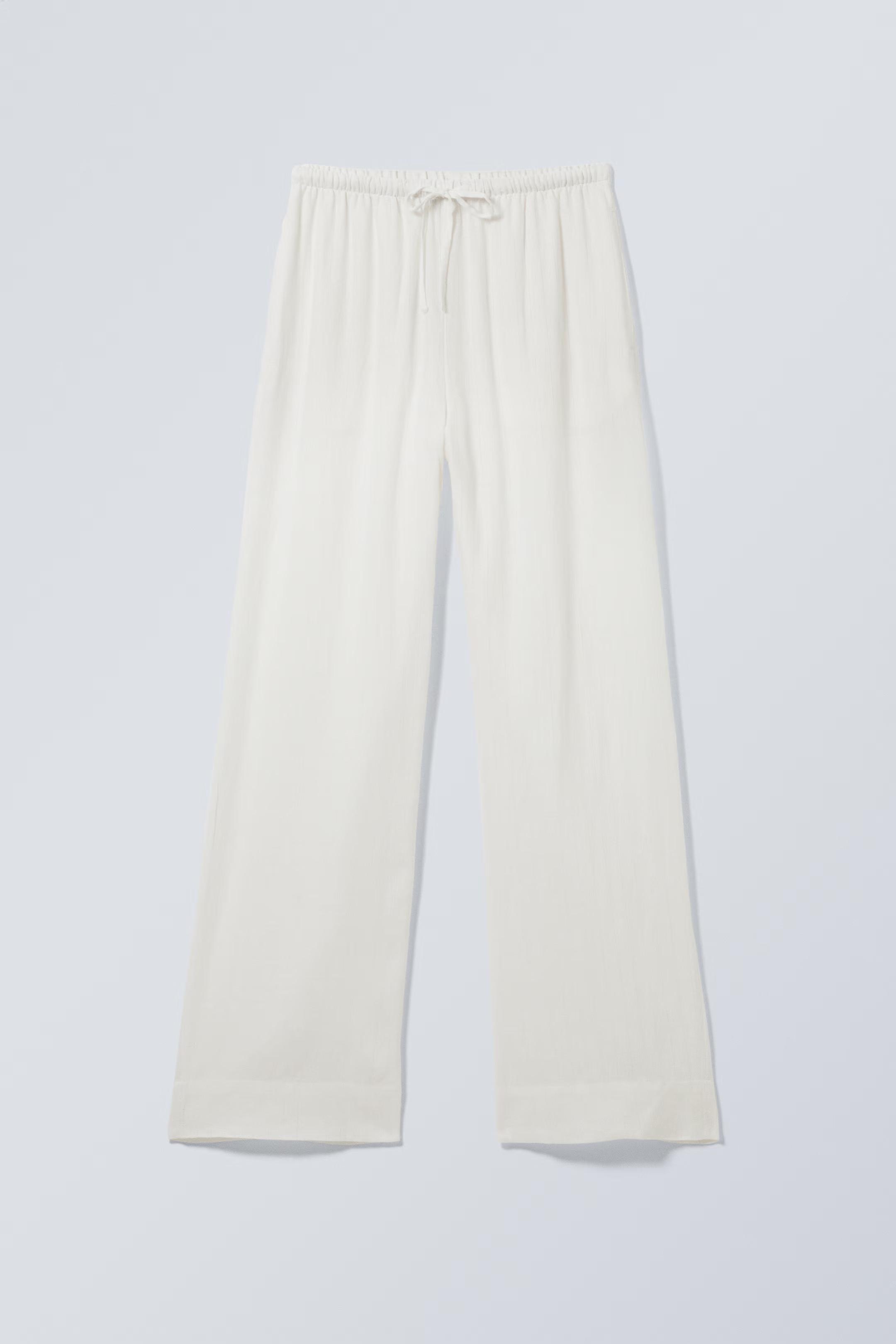 Relaxed Linen Blend Trousers - Dusty White - Ladies | H&M GB | H&M (UK, MY, IN, SG, PH, TW, HK)