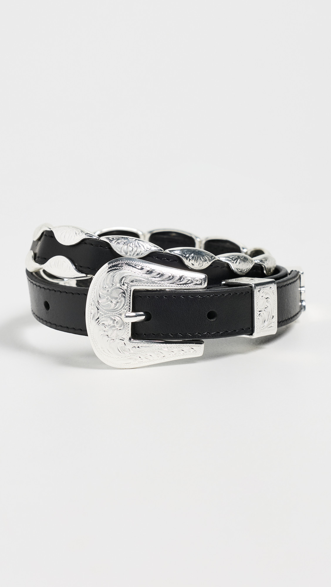 THE GREAT. The Western Hardware Belt Black with Silver S | Shopbop