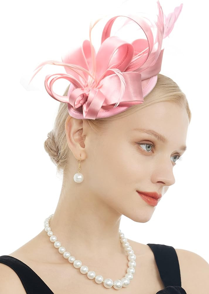 Fascinators for Women Tea Party Hat Headband Derby Wedding Church Bridal Cocktail Feathers Hair C... | Amazon (US)