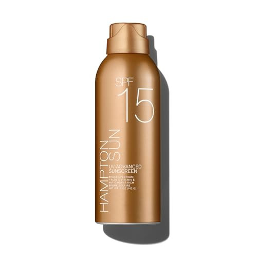 Hampton Sun SPF 15 Continuous Mist Sunscreen, Broad Spectrum UVA/UVB | Advanced Water + Sweat Resistance, Antioxidant-Rich Vitamin E + Aloe for Hydrated, Radiant Skin, Glowy Finish and Oil-Free. | Amazon (US)