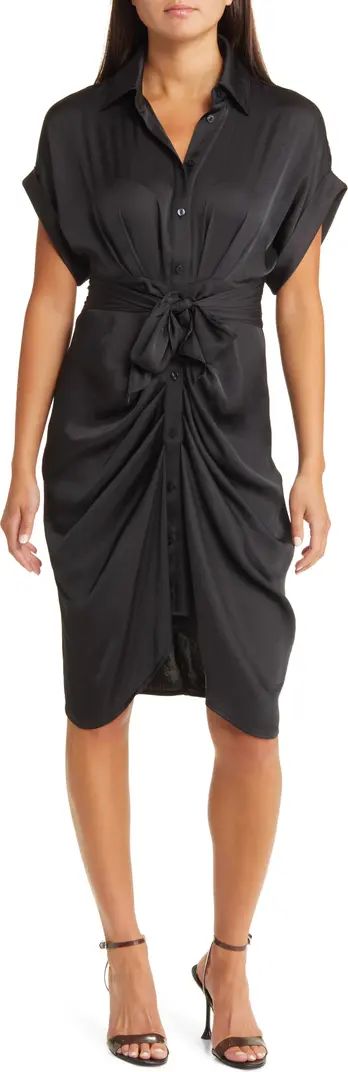 Alicia Ruched Tie Front Shirtdress | Nordstrom