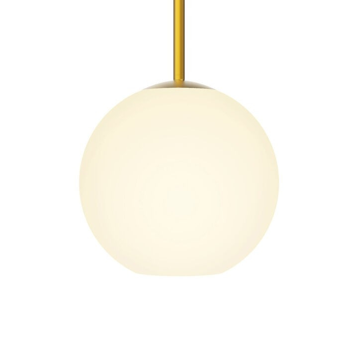 Aria 8" Opal Globe Pendant, Satin Brass | Lights.com