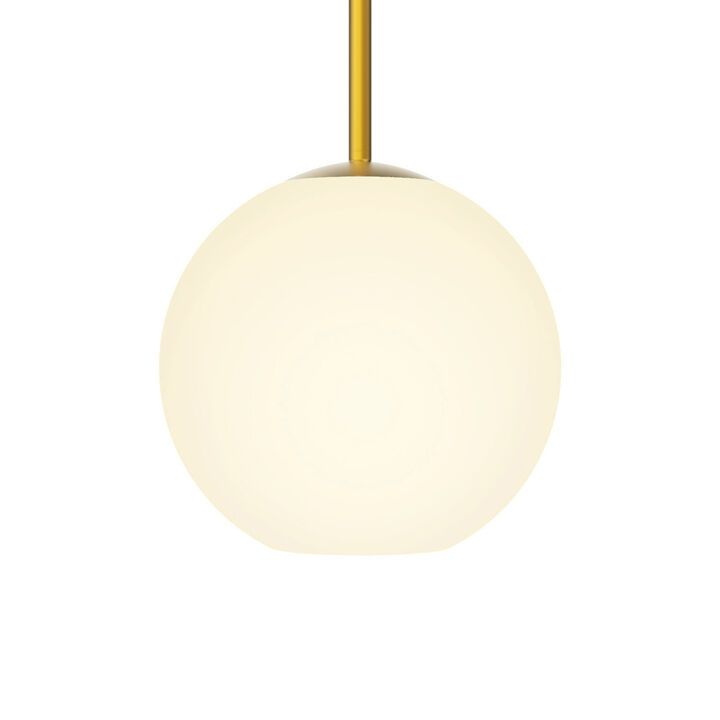 Aria 8" Opal Globe Pendant, Satin Brass | Lights.com