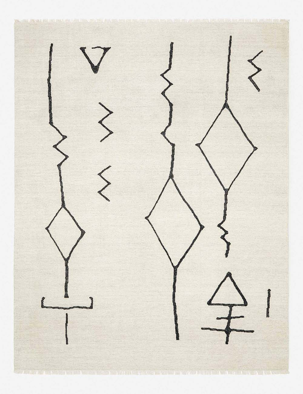 Moroccan Flatweave Rug, Black and Natural | Lulu and Georgia 