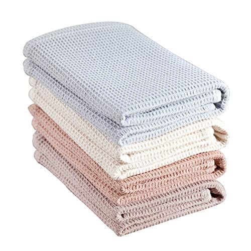 PY HOME & SPORTS Dish Towel Set, 100% Cotton Waffle Weave Kitchen Towels 4 Pieces, Super Absorben... | Amazon (US)