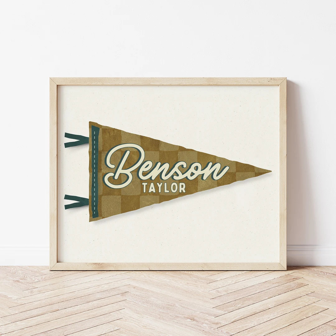 Pennant Flag Printable, Personalized Name Wall Art, Custom Name, Playroom Wall Decor, Kids Wall A... | Etsy (US)