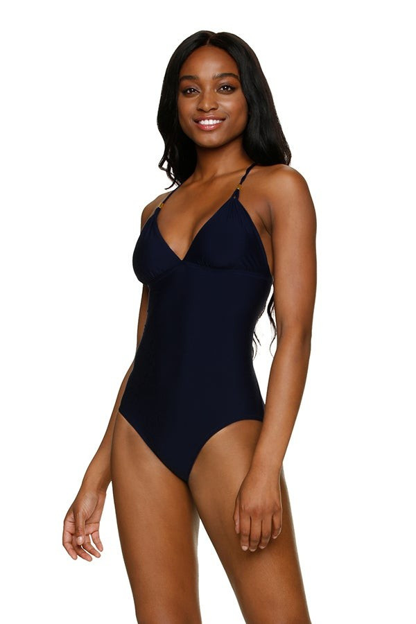 LATTICE BACK ONE-PIECE-BLACK | Helen Jon