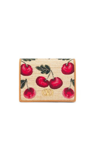 Valentino Garavani V Logo Signature French Flap Wallet in Beige | FWRD 