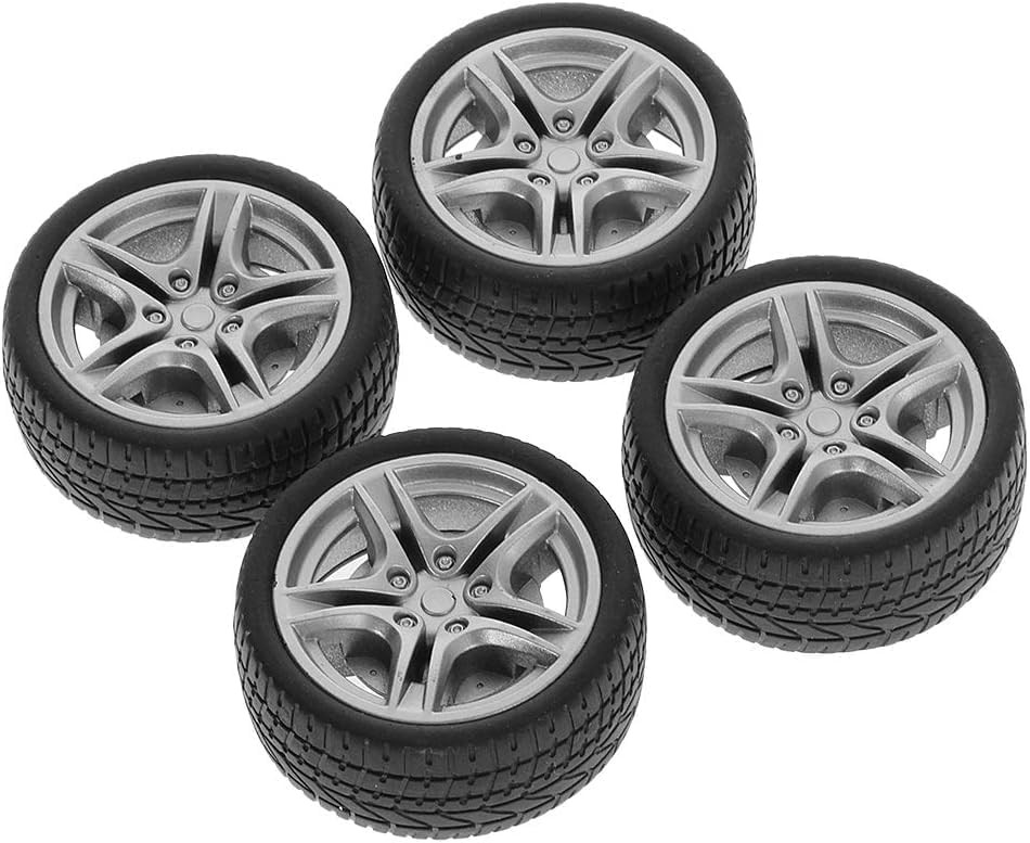 4 Pcs Toy Car Black Tires,48mm Simulation Rubber Wheel Tire Wheel Toy Model DIY RC Spare Parts Ea... | Amazon (US)